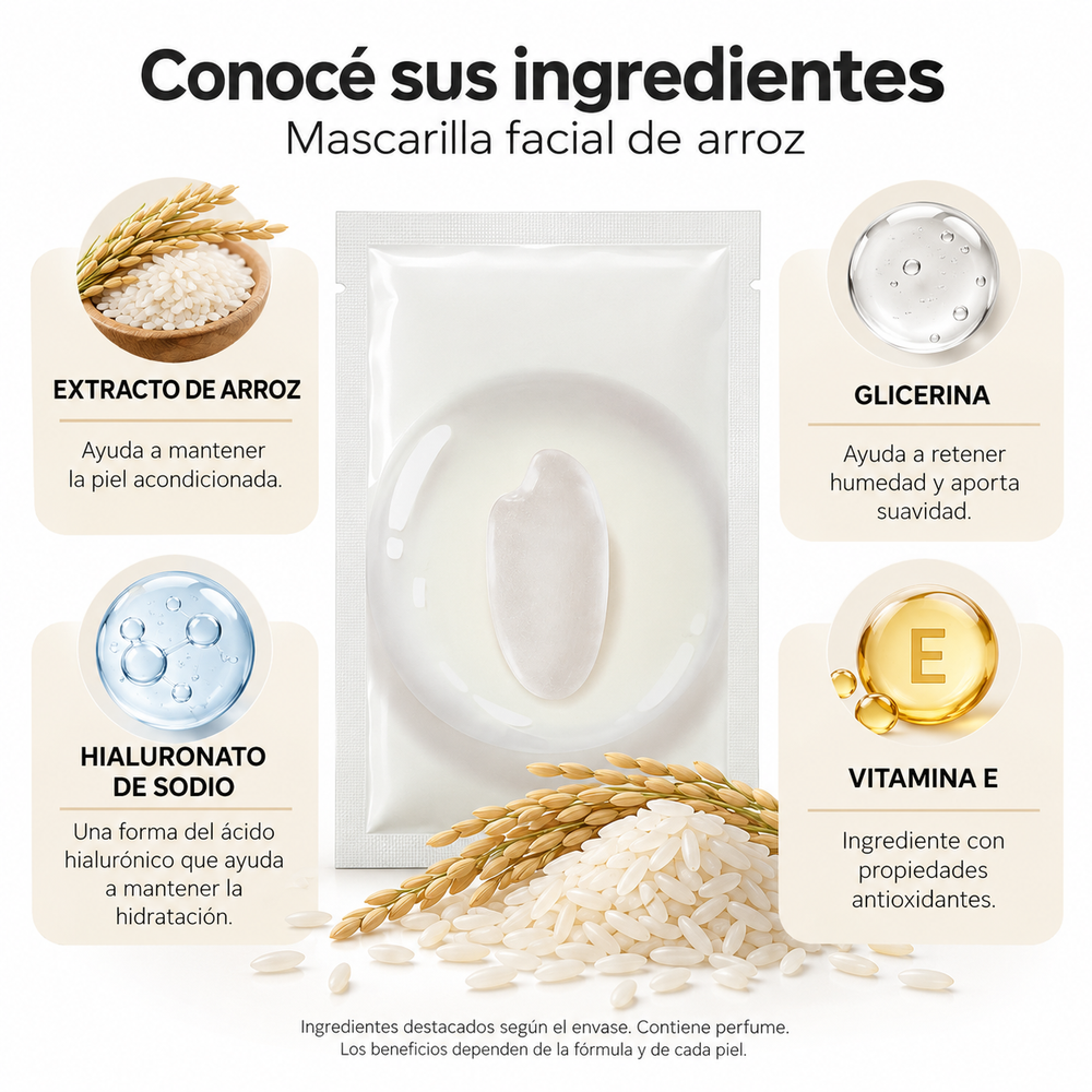 Mascarilla Facial Arroz Ilumina Mejora Textura Hidrata 30ml