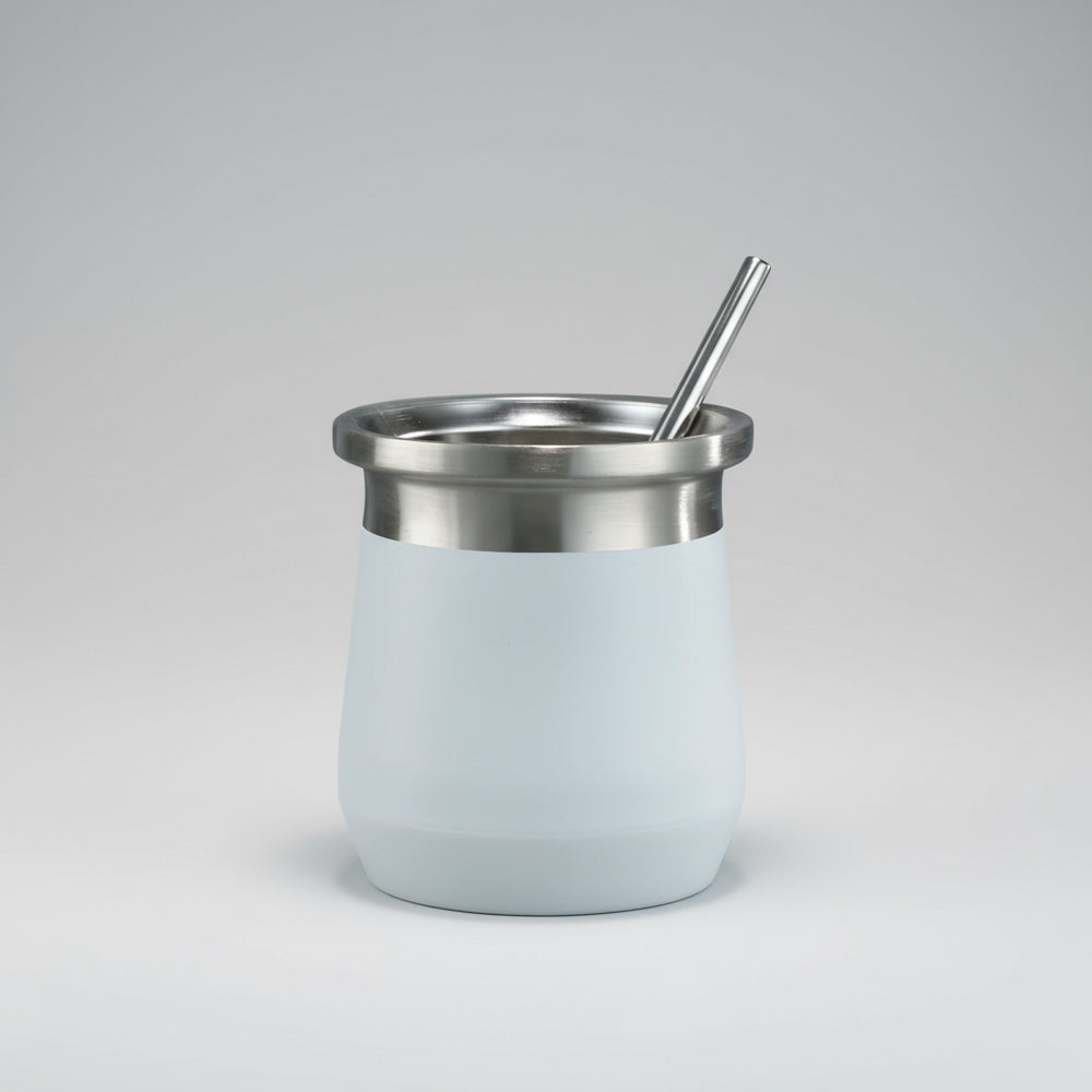 Mate De Acero Inoxidable 200 Ml Blanco Lisa