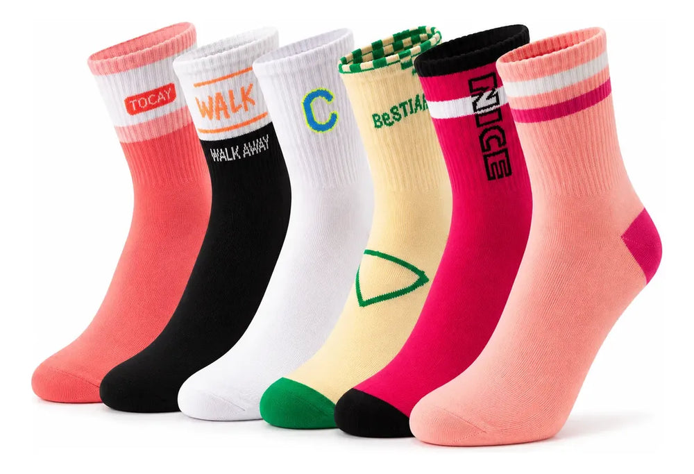 Pack Medias Algodón Rosas Mujer Alta Calidad Premium X6