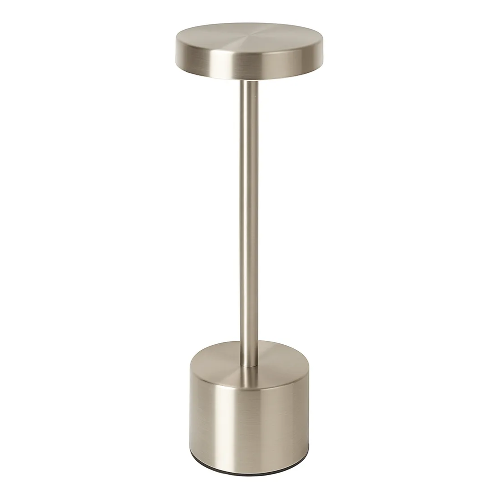 Lámpara De Mesa Led Compacta Y Moderna Recargable Plateado