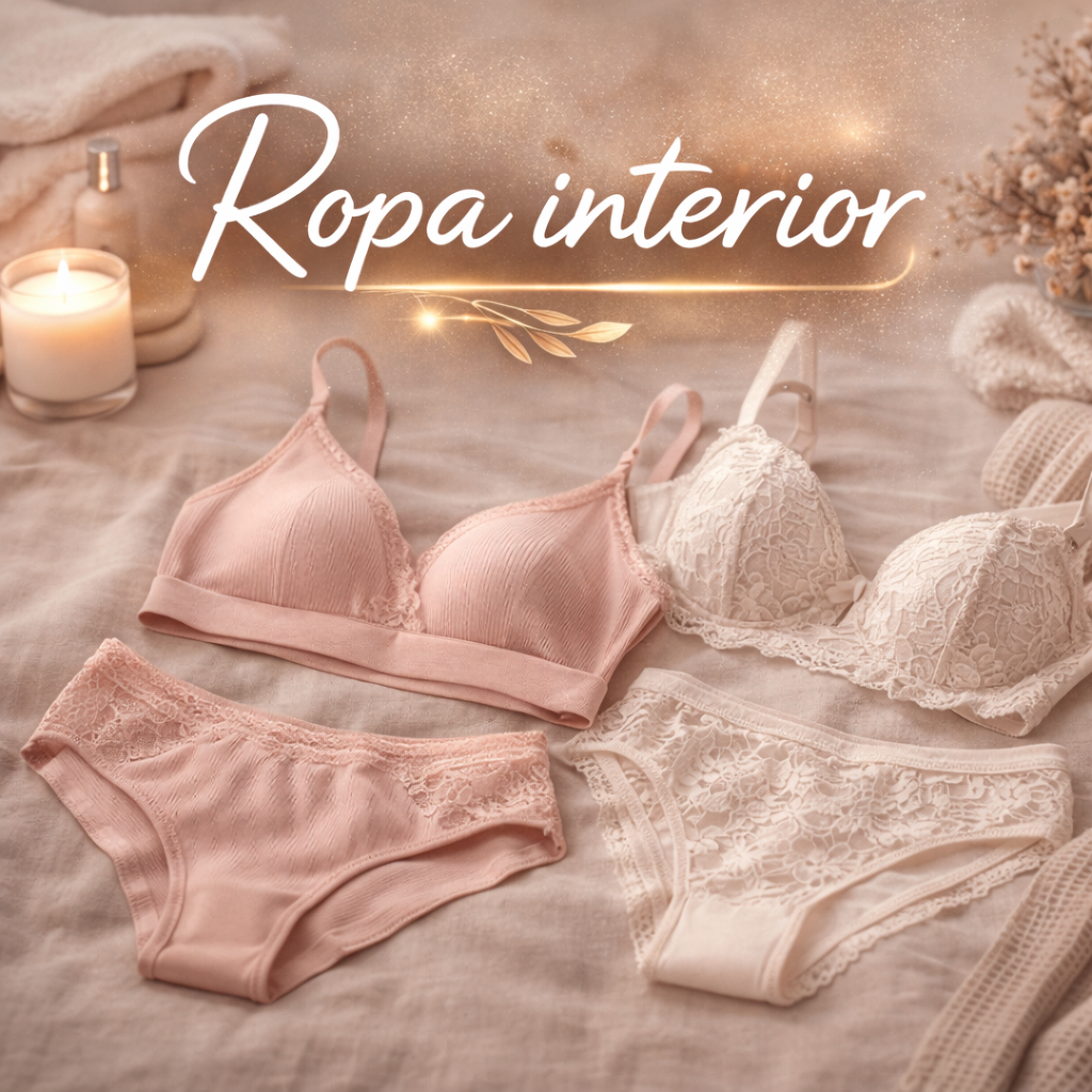 Imagen con fondo blanco y el texto “ROPA INTERIOR” en letras negras, tipografía simple y minimalista, centrado en la parte inferior.