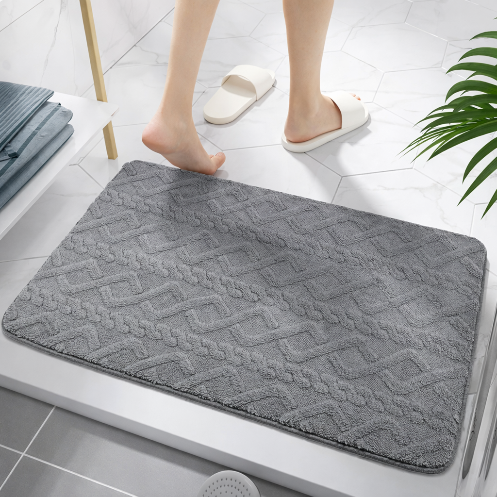 Alfombra De Baño Antideslizante Absorbente Gris Oscuro