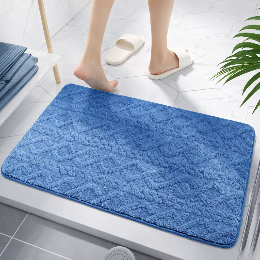 Alfombra De Baño Antideslizante Absorbente Azul