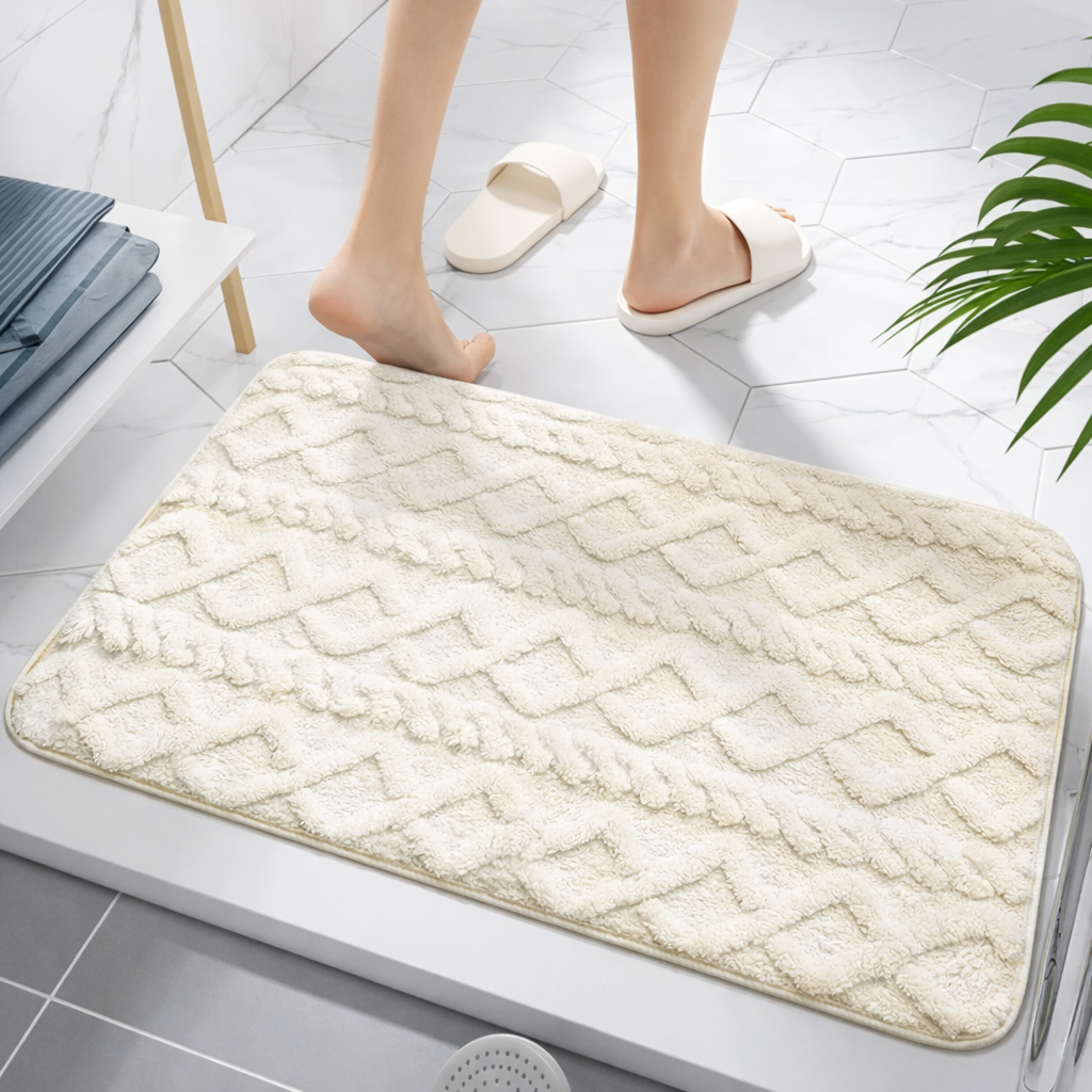 Alfombra De Baño Antideslizante Absorbente Blanco