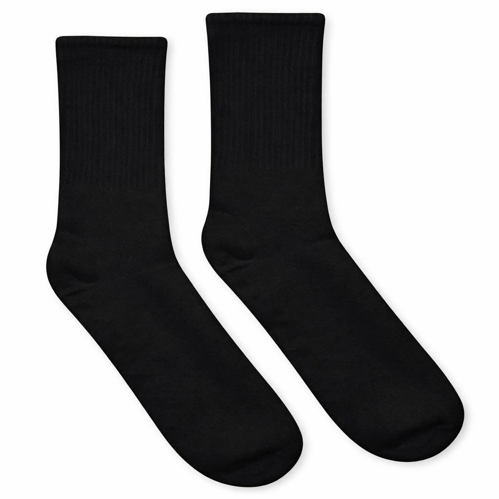 Pair of black socks on a white background