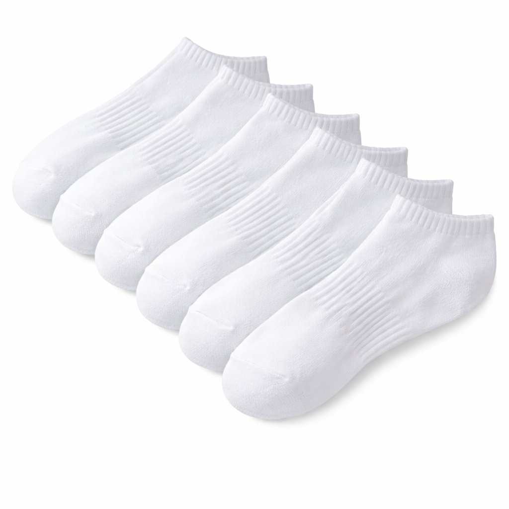 Pack Medias Trefoil Soquete Blancas Algodón Deportiva Premium X6 Blanco Lisa Único