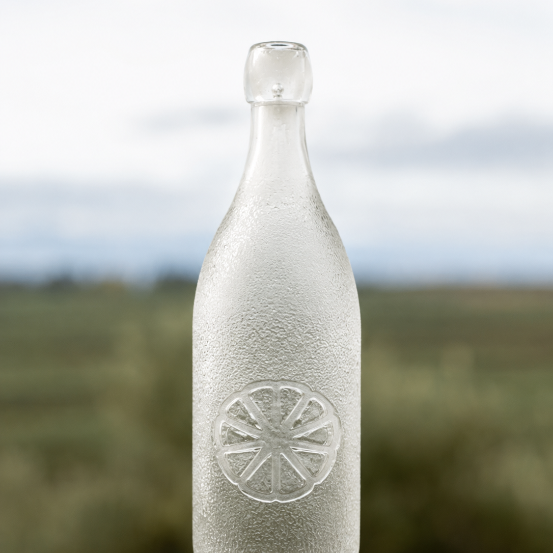 Botella De Vidrio Frosted 1L Diseño Citrus
