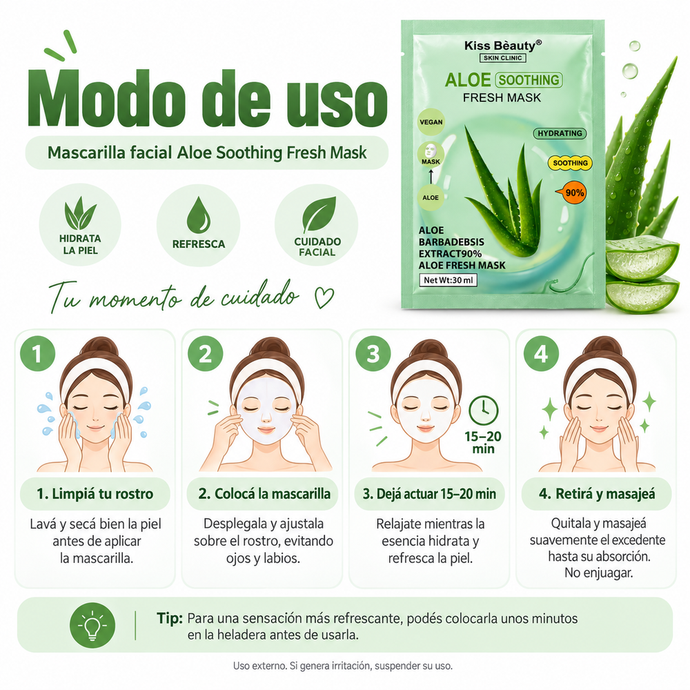Mascarilla Facial Aloe Vera Soothing Hidrata 30ml Original