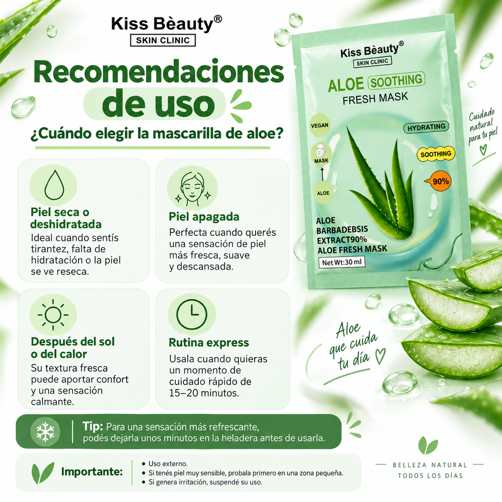 Mascarilla Facial Aloe Vera Soothing Hidrata 30ml Original