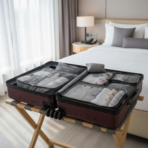 Set Organizador Valija Viaje Almacenamiento Equipaje Premium Gris