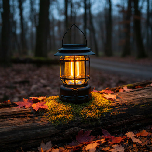 Farol Solar Recargable Camping Jardin Led Negro