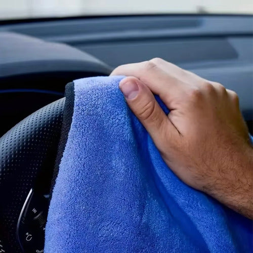Kit Paño Toalla Microfibra Detailing Alta Absorción  X3 Azul