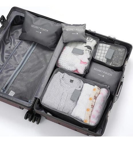 Set Organizador Valija Viaje Almacenamiento Equipaje Premium Gris