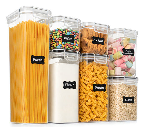 Set X7 Recipiente Tapers Herméticos Organizador Cocina Transparente