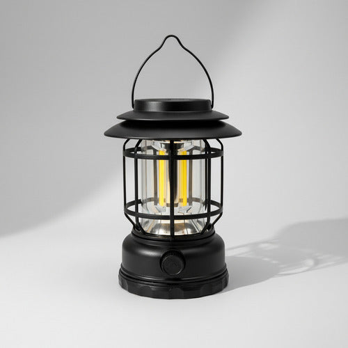 Farol Solar Recargable Camping Jardin Led Negro