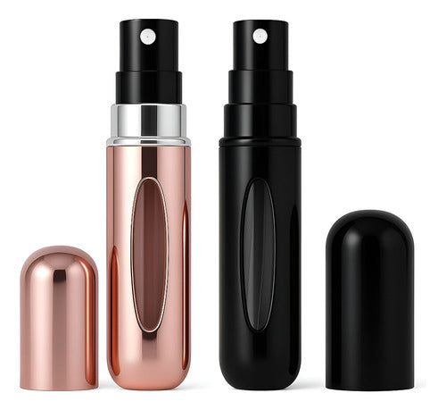 Pack Atomizador De Perfume Recargable Portátil Mini 5ml X2 Negro Y Rosa
