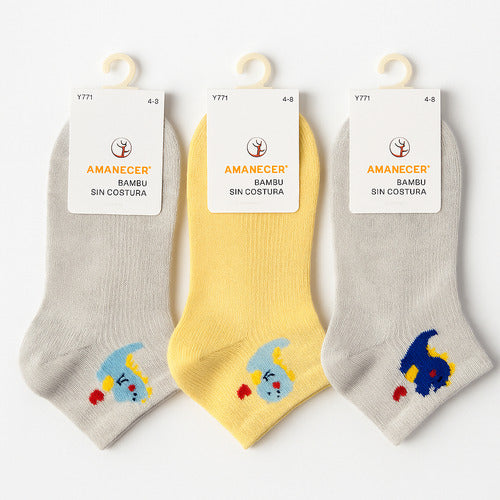 Medias Bebe Bambu Sin Costura Pack X4 Mixto Estampado 8-12