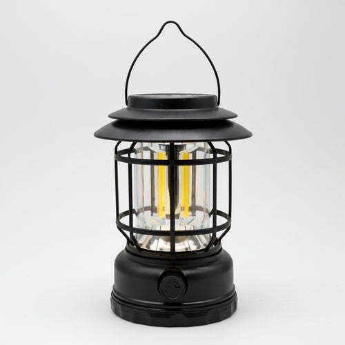 Farol Solar Recargable Camping Jardin Led Negro