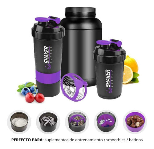 Botella De Agua Pro Gimnasio Con Mezcladora Para Proteína