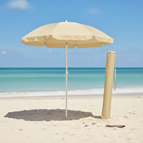 Sombrilla Playa Jardín Premium Con Filtro Uv Exterior Beige Lisa
