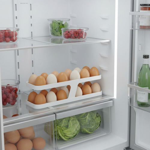 Huevera Organizador Dispensador De Huevos Para 14 Unidades Blanco