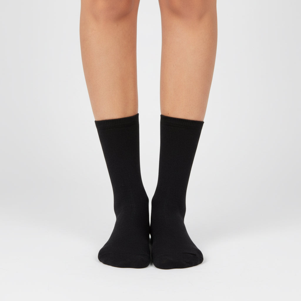 Pack Medias Negras Unisex 100% Algodón Premium X6 Pares Negro Liso 35-40