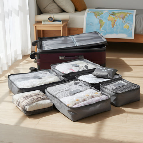 Set Organizador Valija Viaje Almacenamiento Equipaje Premium Gris