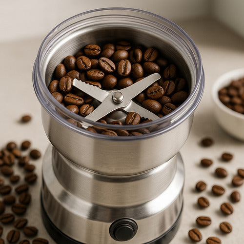 Molinillo Café En Grano Electrico Acero Inoxidable Potente Gris