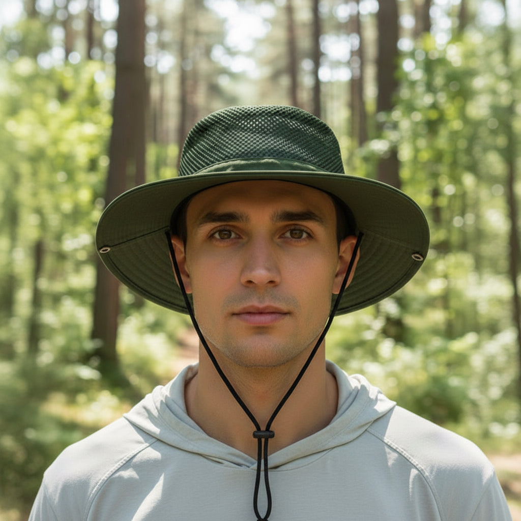 Gorro Sombrero Cubre Nuca Protección Uv Capelina Malla Fit Verde Un Lisa