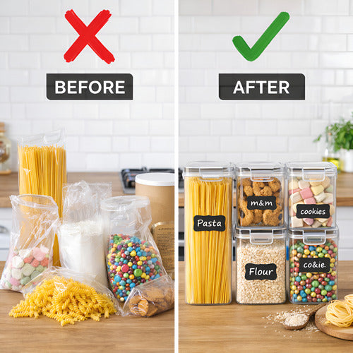 Set X7 Recipiente Tapers Herméticos Organizador Cocina Transparente