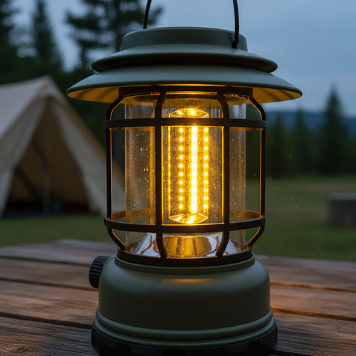 Farol Solar Recargable Camping Jardin Led Verde