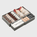 Set Organizador Ropa X4 Cajas Varios Tamaños En Tela Gris Oscuro