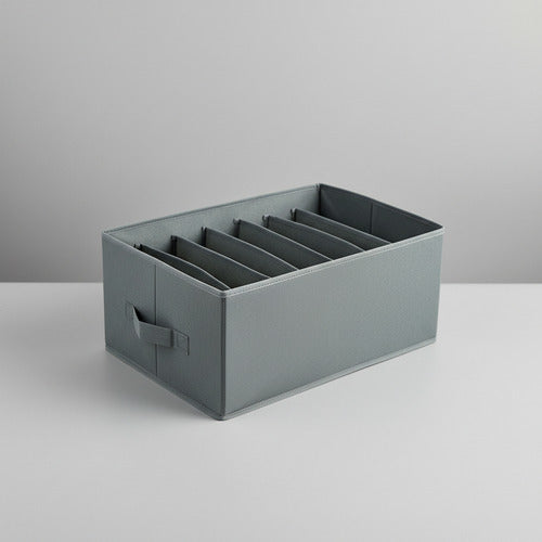 Caja Organizadora Plegable De Tela Con Separaciones Premium Gris Oscuro Lisa