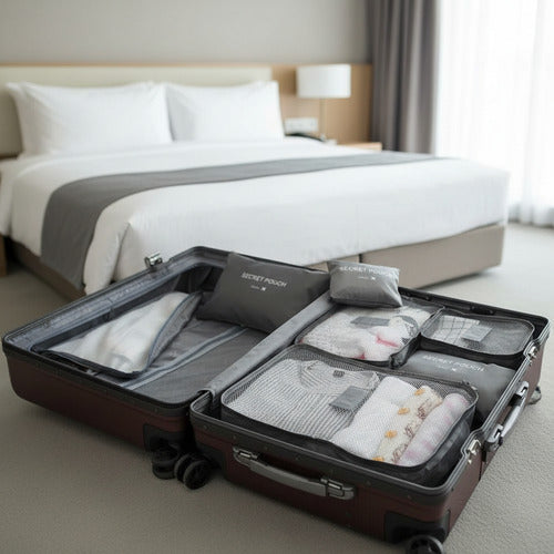 Set Organizador Valija Viaje Almacenamiento Equipaje Premium Gris