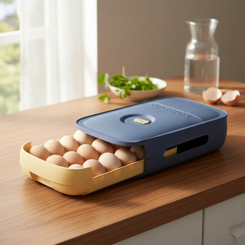 Huevera Caja Organizadora Huevos Aiplable 18 Unidades Azul Marino