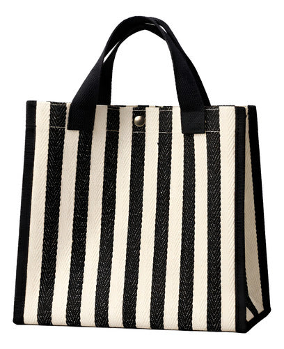 Bolso De Playa Negro Playero Cartera Verano Para Mujer Negro Rayas Plateado Negro