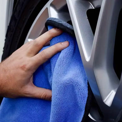 Kit Paño Toalla Microfibra Detailing Alta Absorción  X3 Azul