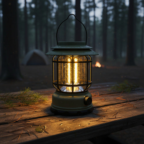 Farol Solar Recargable Camping Jardin Led Verde