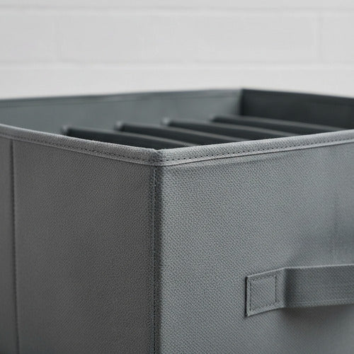 Caja Organizadora Plegable De Tela Con Separaciones Premium Gris Oscuro Lisa