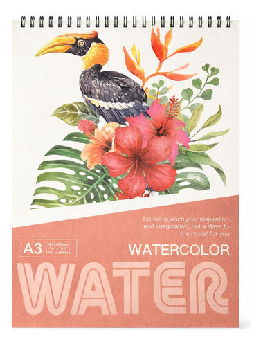 Block Dibujo A3 Acuarela 180g Calidad Premium X24 Hojas Blanco