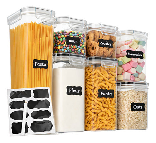 Set X7 Recipiente Tapers Herméticos Organizador Cocina Transparente