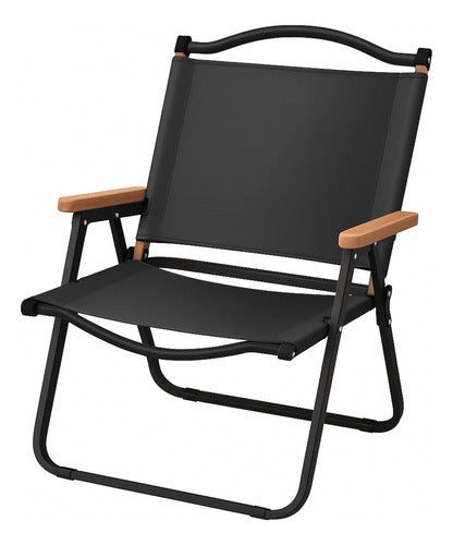Silla Jardín Playera Plegable Con Apoyabrazos Reforzada Negro Liso