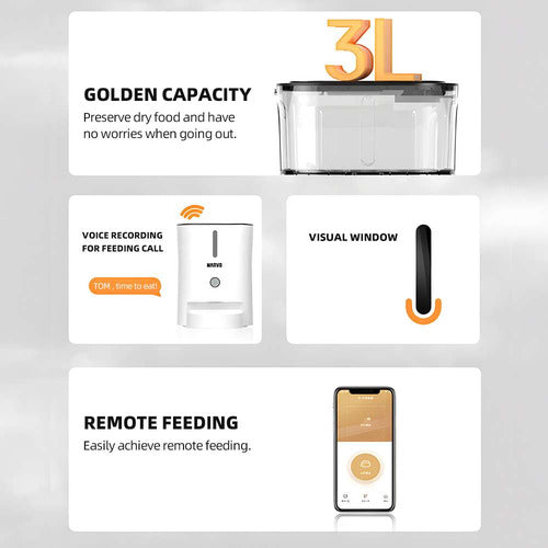 Dispensador Alimentos Mascota Perro Gato Inteligente 3l Blanco