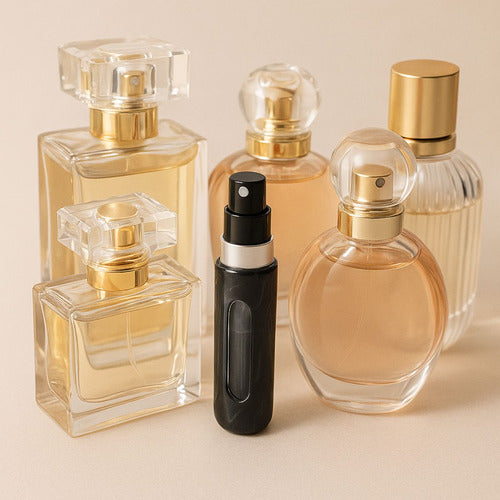 Pack Atomizador De Perfume Recargable Portátil Mini 5ml X2 Negro Y Rosa