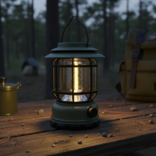 Farol Solar Recargable Camping Jardin Led Verde