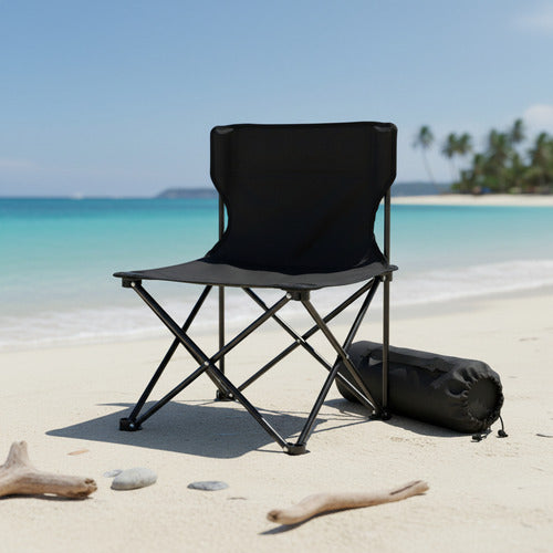 Silla De Camping Playa Verano Resistente Lona Negro