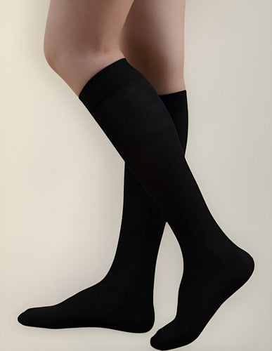 Pack Medias Térmicas Calcetines Corderito Ultra Calientes X3 Piel Y Negro Liso Unico