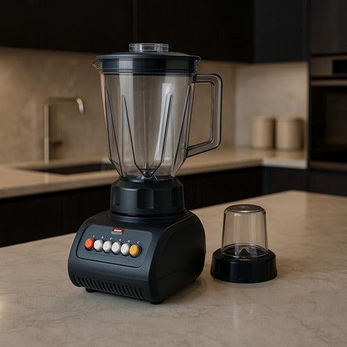 Licuadora Procesadora 2 En 1 Cuchillas Acero Inoxidable 1.5l Negro