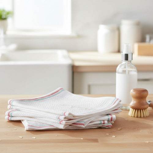 Pack Trapo De Piso Paño Alta Calidad Súper Absorbente X5 Blanco