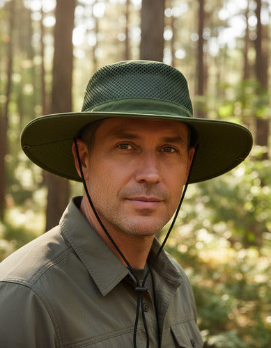 Gorro Sombrero Cubre Nuca Protección Uv Capelina Malla Fit Verde Un Lisa